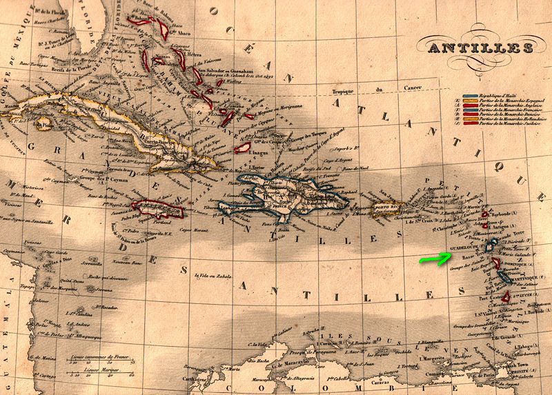 Les Antilles en 1843, www.kelibia.fr/histoirepostale